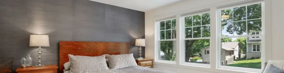 Bedroom room addition with panoramic windows