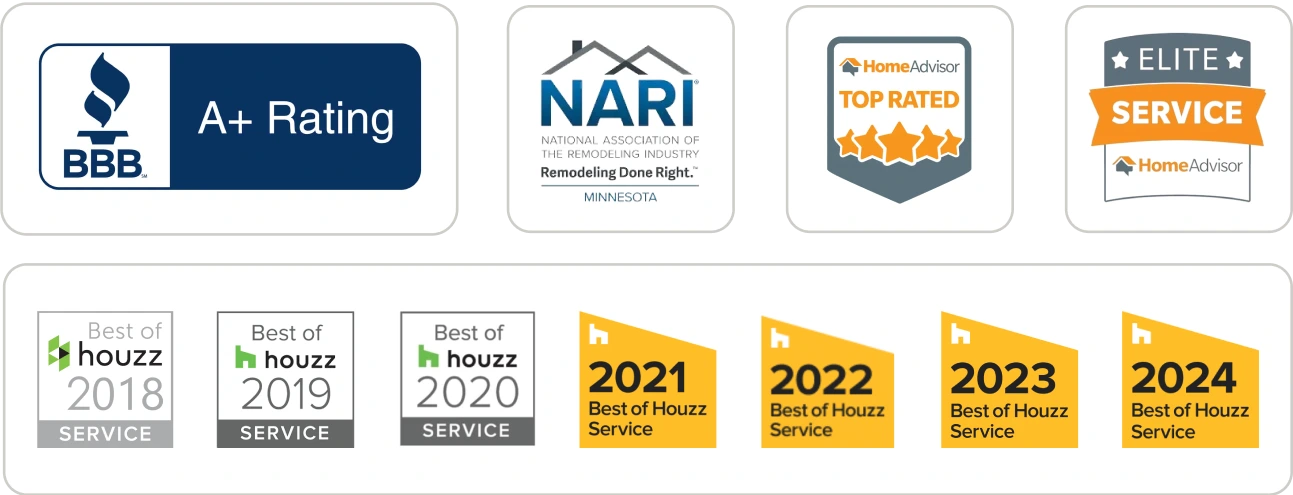 BBB A+ Rating, NARI member, HomeAdvisor Top Rated & Elite Service, Best of Houzz 2018–2024